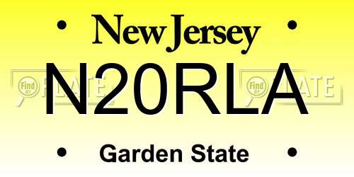 N20RLA New Jersey License Plate