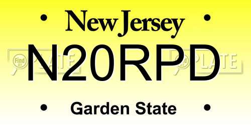 N20RPD New Jersey License Plate