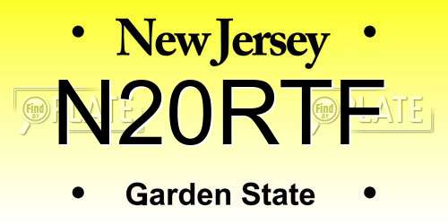 N20RTF New Jersey License Plate