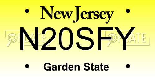 N20SFY New Jersey License Plate