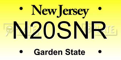N20SNR New Jersey License Plate