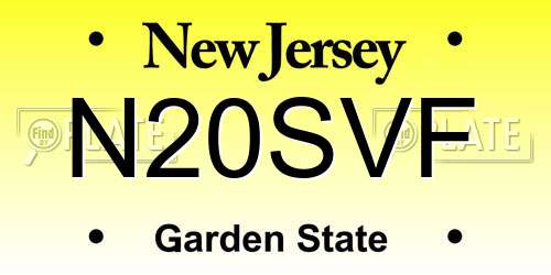 N20SVF New Jersey License Plate