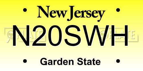N20SWH New Jersey License Plate
