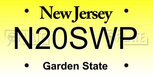N20SWP New Jersey License Plate