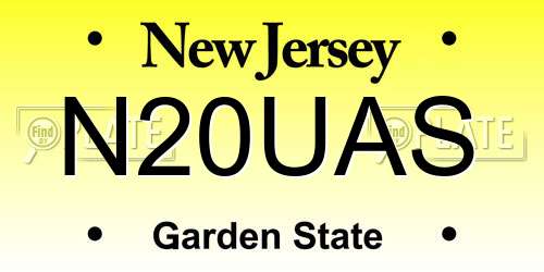 N20UAS New Jersey License Plate