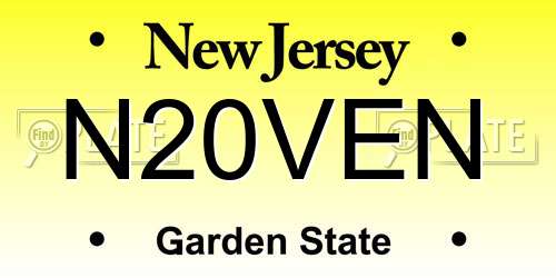 N20VEN New Jersey License Plate