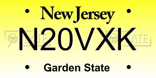 N20VXK New Jersey License Plate