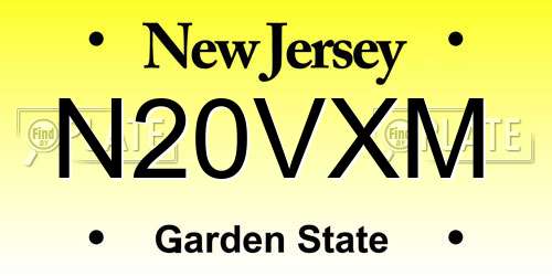 N20VXM New Jersey License Plate