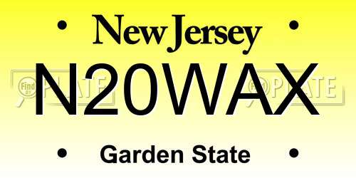 N20WAX New Jersey License Plate