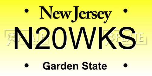 N20WKS New Jersey License Plate