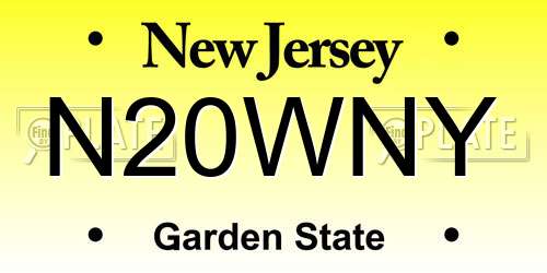 N20WNY New Jersey License Plate