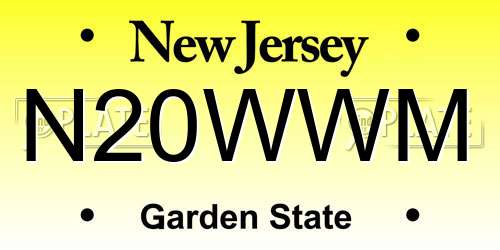 N20WWM New Jersey License Plate