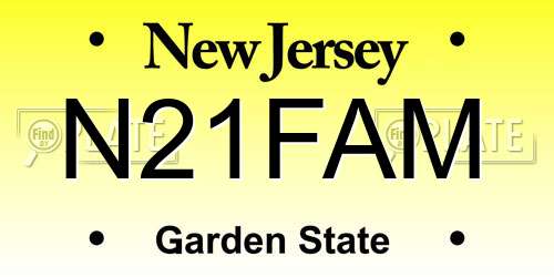 N21FAM New Jersey License Plate