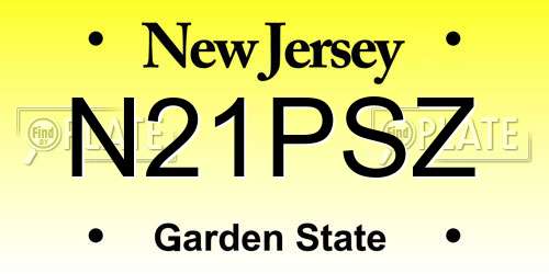 N21PSZ New Jersey License Plate