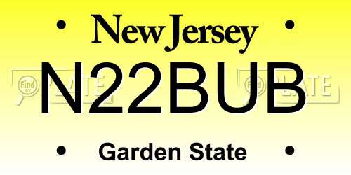 N22BUB New Jersey License Plate