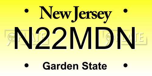 N22MDN New Jersey License Plate