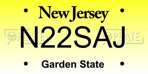 N22SAJ New Jersey License Plate