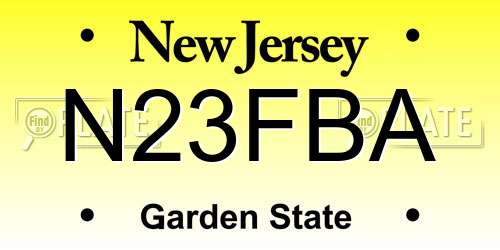 N23FBA New Jersey License Plate