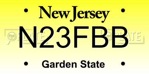 N23FBB New Jersey License Plate