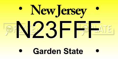 N23FFF New Jersey License Plate