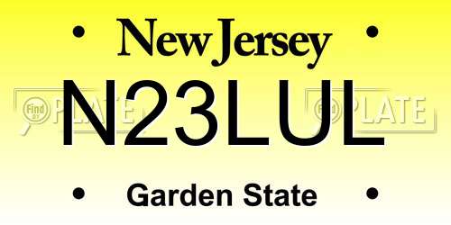 N23LUL New Jersey License Plate