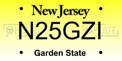 N25GZI New Jersey License Plate