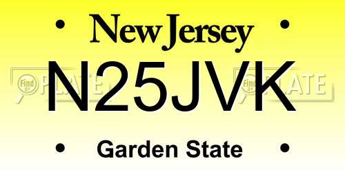 N25JVK New Jersey License Plate