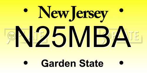 N25MBA New Jersey License Plate