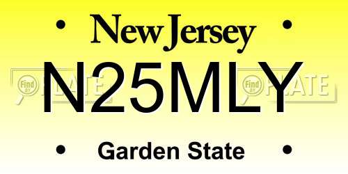 N25MLY New Jersey License Plate