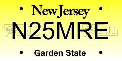 N25MRE New Jersey License Plate
