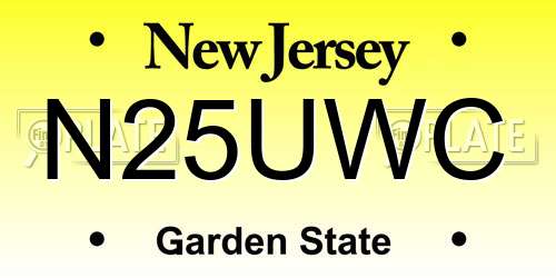 N25UWC New Jersey License Plate