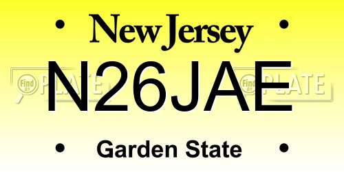 N26JAE New Jersey License Plate