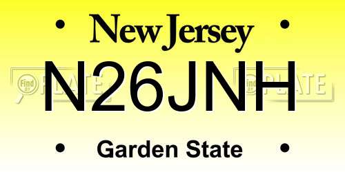 N26JNH New Jersey License Plate