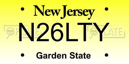 N26LTY New Jersey License Plate