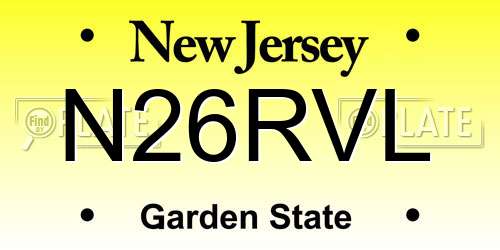 N26RVL New Jersey License Plate