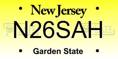N26SAH New Jersey License Plate
