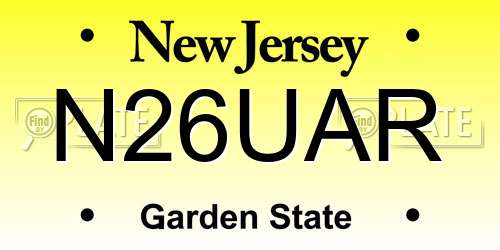 N26UAR New Jersey License Plate