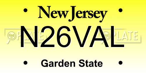 N26VAL New Jersey License Plate