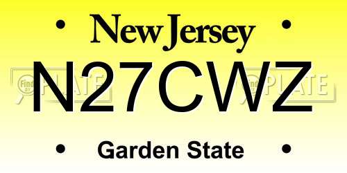 N27CWZ New Jersey License Plate