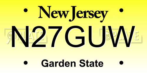 N27GUW New Jersey License Plate