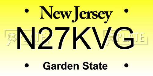 N27KVG New Jersey License Plate