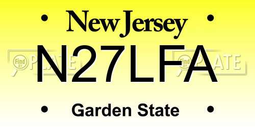 N27LFA New Jersey License Plate