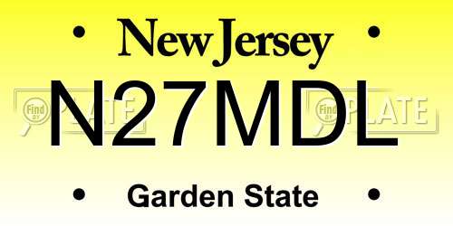 N27MDL New Jersey License Plate