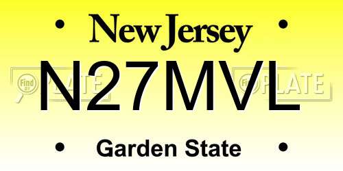 N27MVL New Jersey License Plate