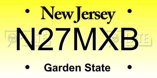 N27MXB New Jersey License Plate