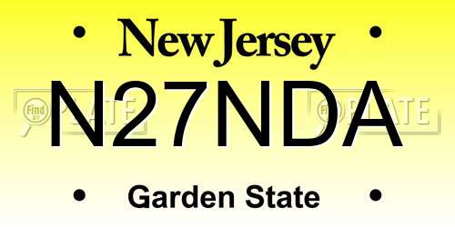 N27NDA New Jersey License Plate