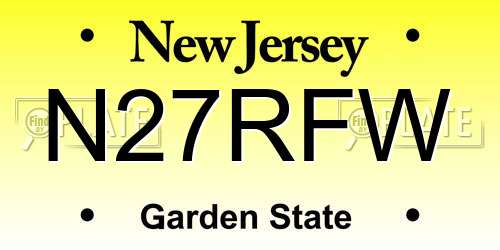 N27RFW New Jersey License Plate