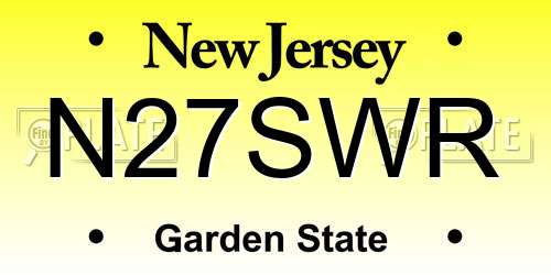 N27SWR New Jersey License Plate