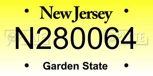 N280064 New Jersey License Plate