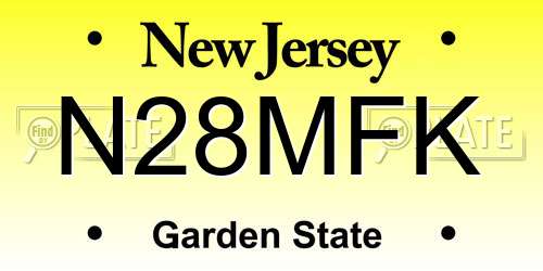 N28MFK New Jersey License Plate